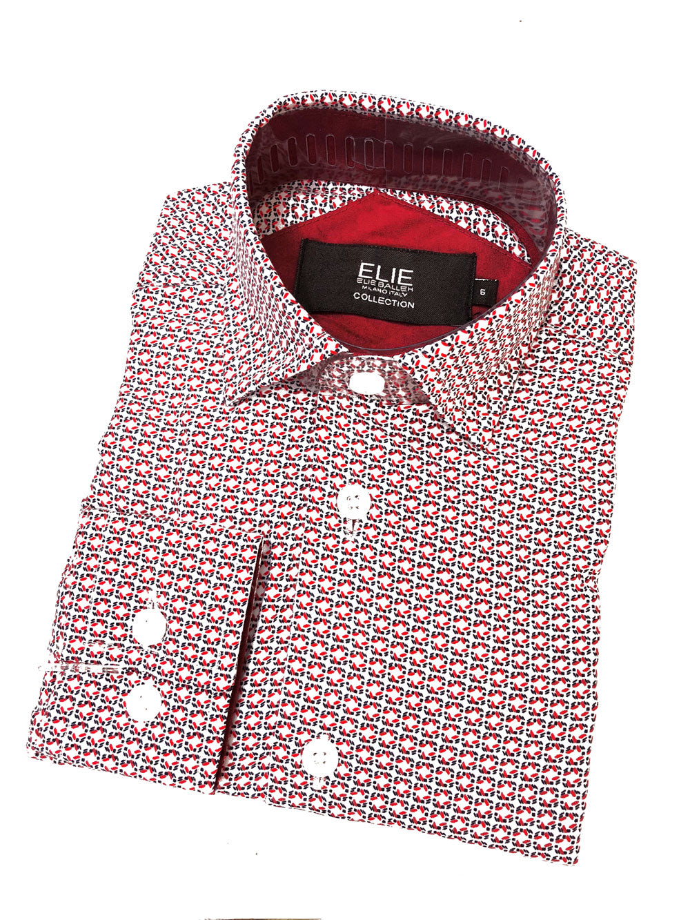 title:ELIE BALLEH Boys BLACK Printed Short sleeve Button Down SHIRT;color:RED