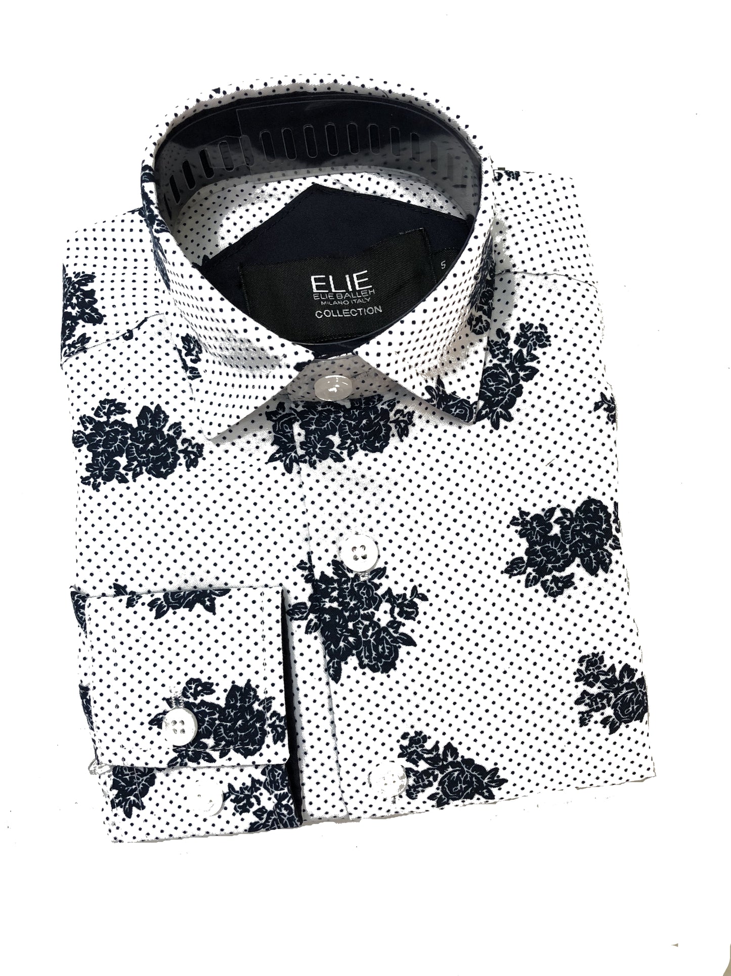 title:ELIE BALLEH Boys WHITE Floral Print Button Down SHIRT;color:WHITE