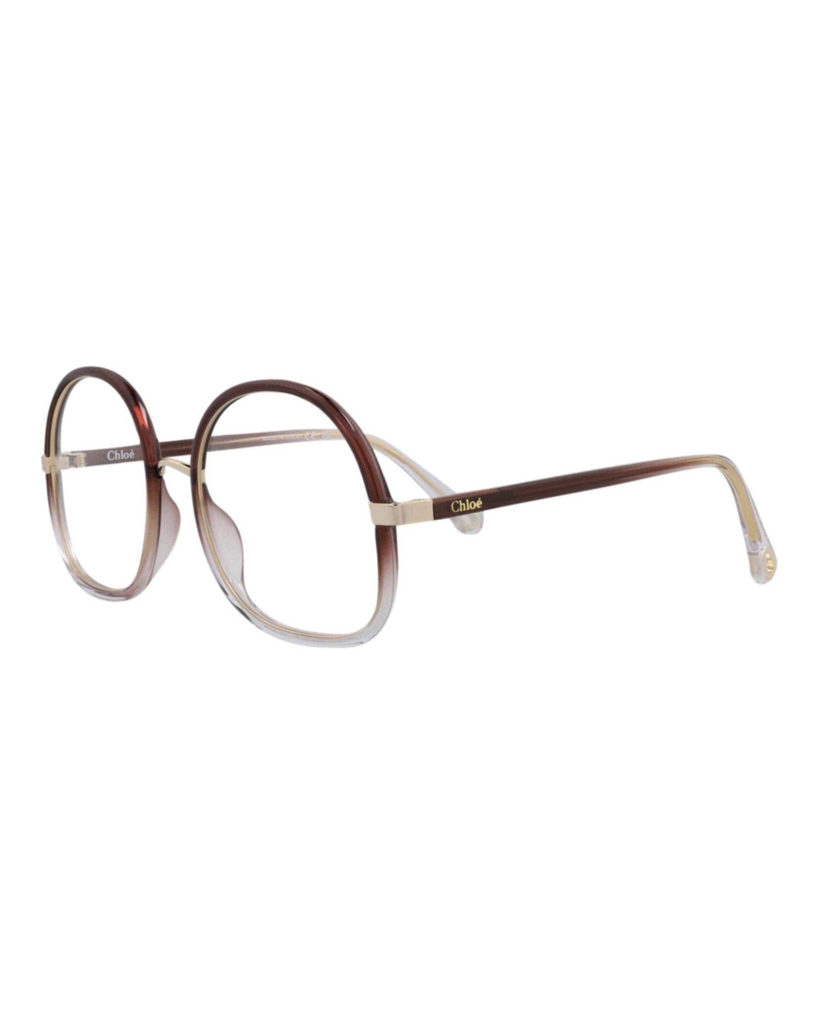 title:Chloe Round-Frame Injection Optical Frames;color:Brown Brown