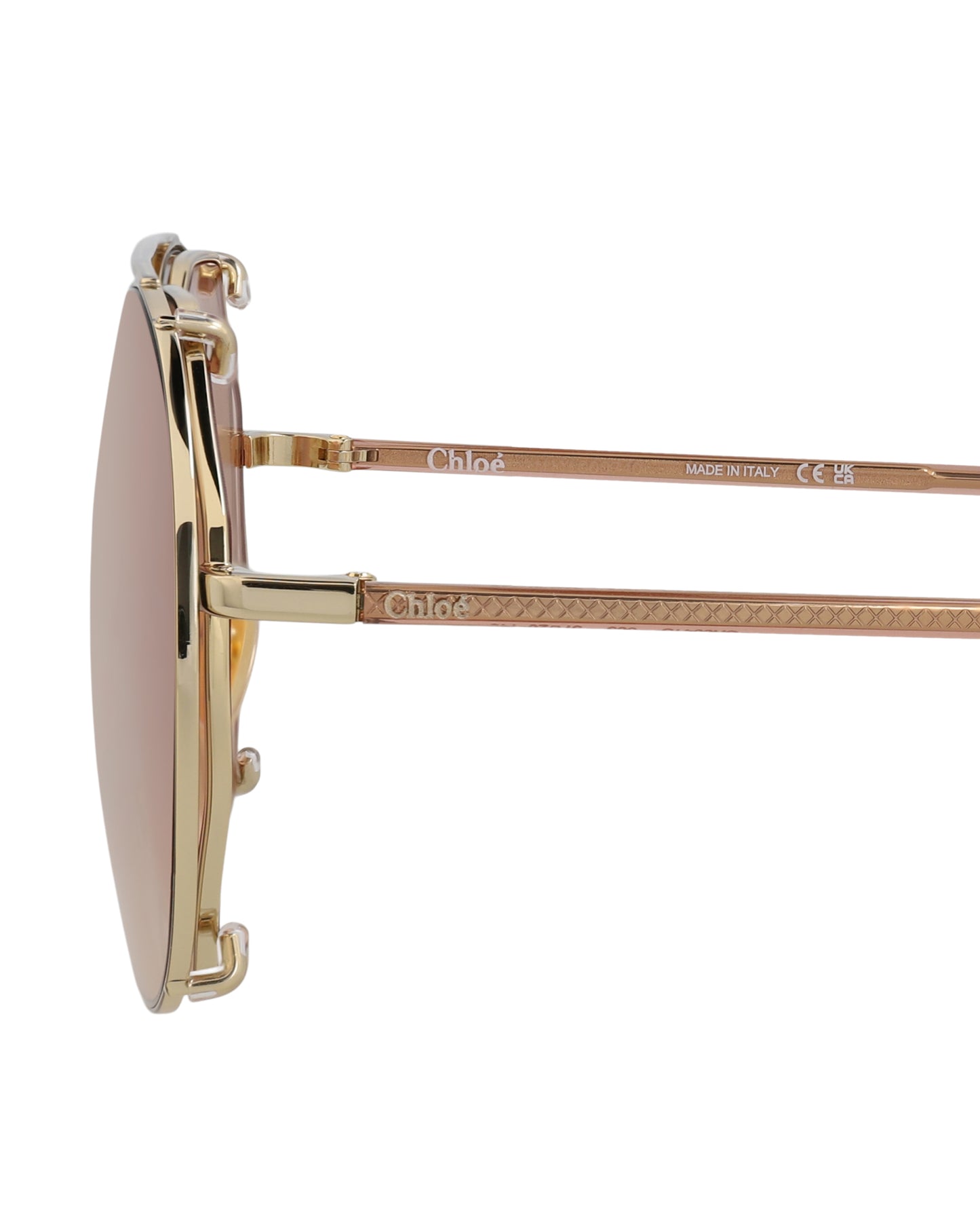 title:Chloe Round-Frame Metal Sunglasses, Style #  CH0041S-30009770003;color:Gold Brown