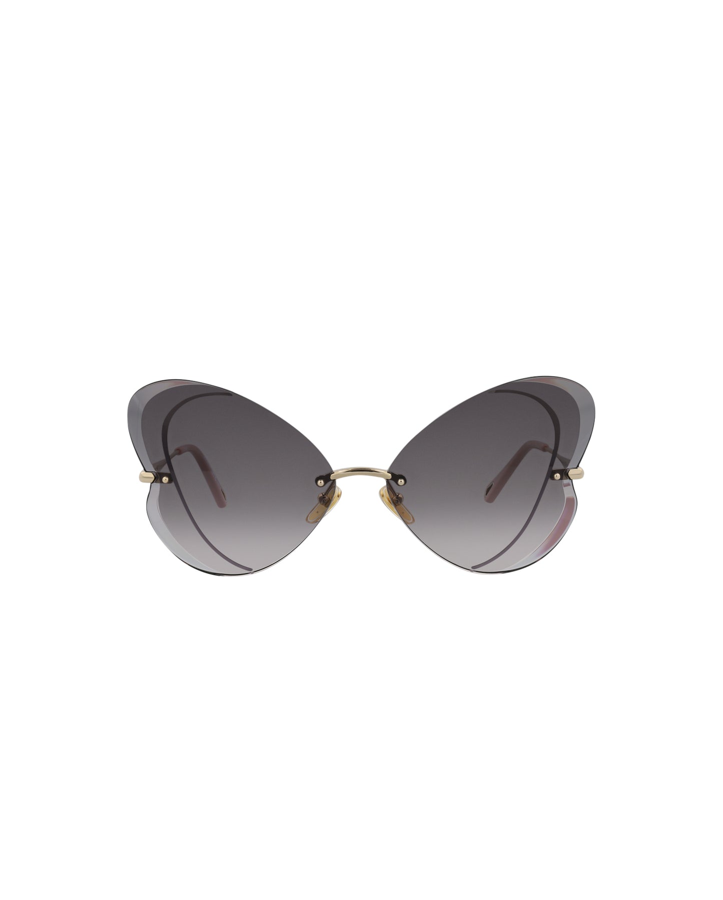 title:Chloe Cat Eye-Frame Metal Sunglasses, Style #  CH0064S-30011506001;color:Gold Gold Grey