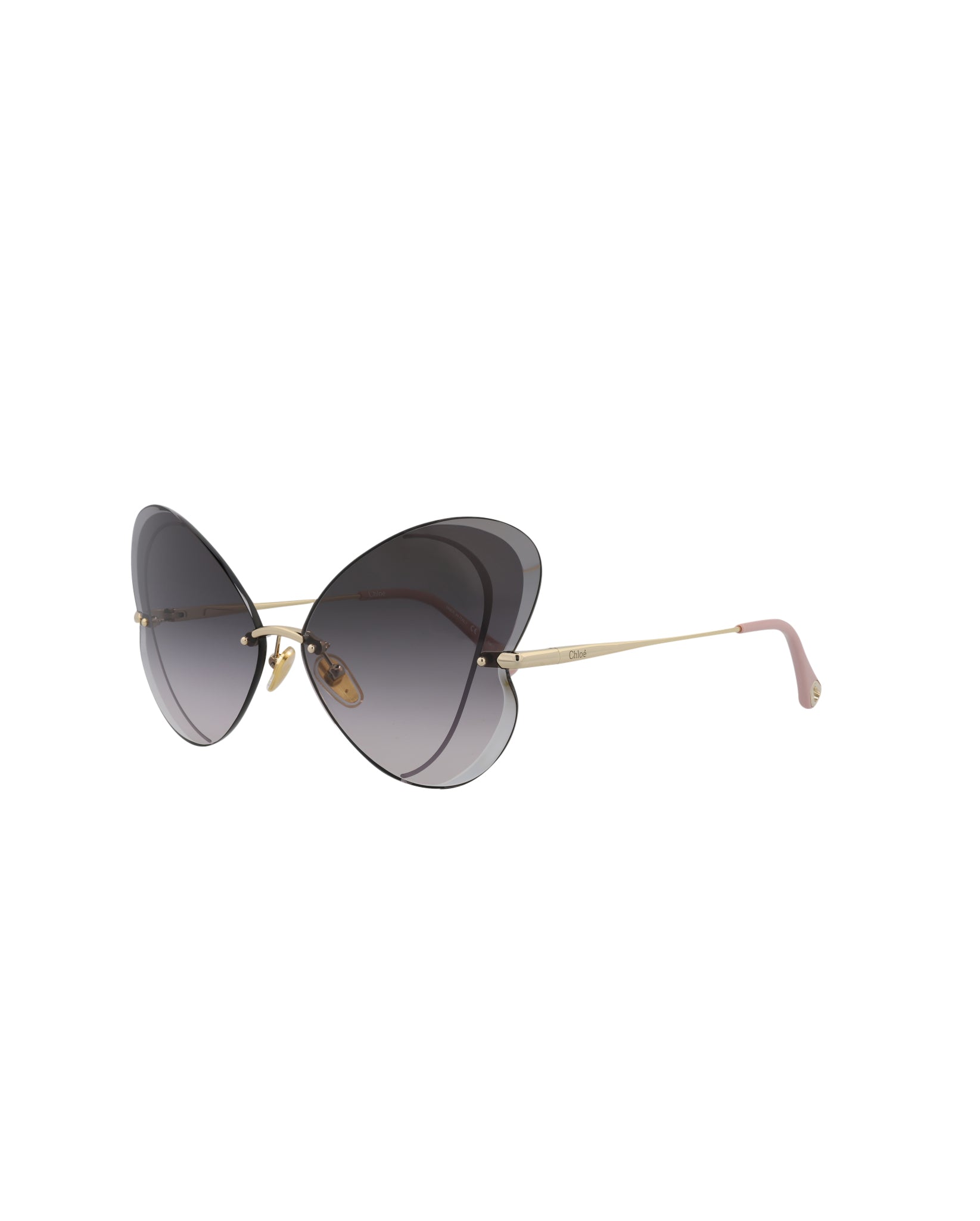 title:Chloe Cat Eye-Frame Metal Sunglasses, Style #  CH0064S-30011506001;color:Gold Gold Grey