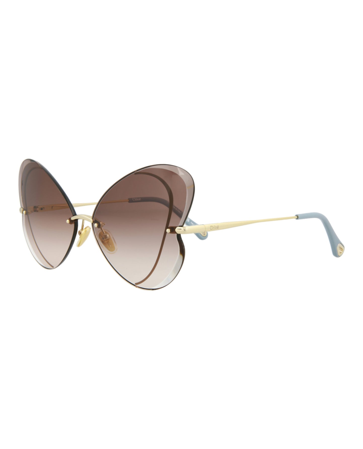 title:Chloe Cat Eye-Frame Metal Sunglasses, style # CH0064S-30011506002;color:Gold Gold Brown