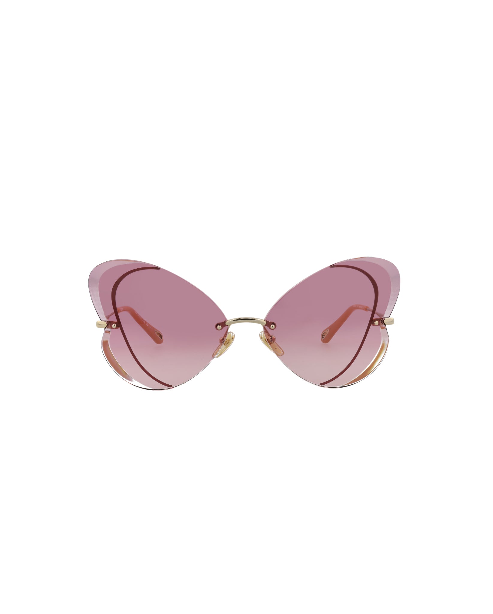 title:Chloe Cat Eye-Frame Metal Sunglasses, Style #  CH0064S-30011506004;color:Gold Gold Violet