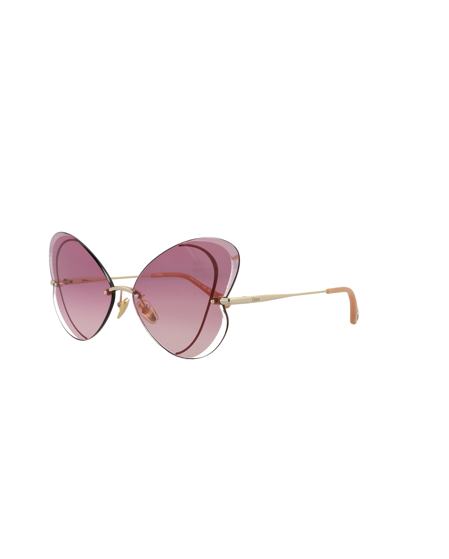 title:Chloe Cat Eye-Frame Metal Sunglasses, Style #  CH0064S-30011506004;color:Gold Gold Violet