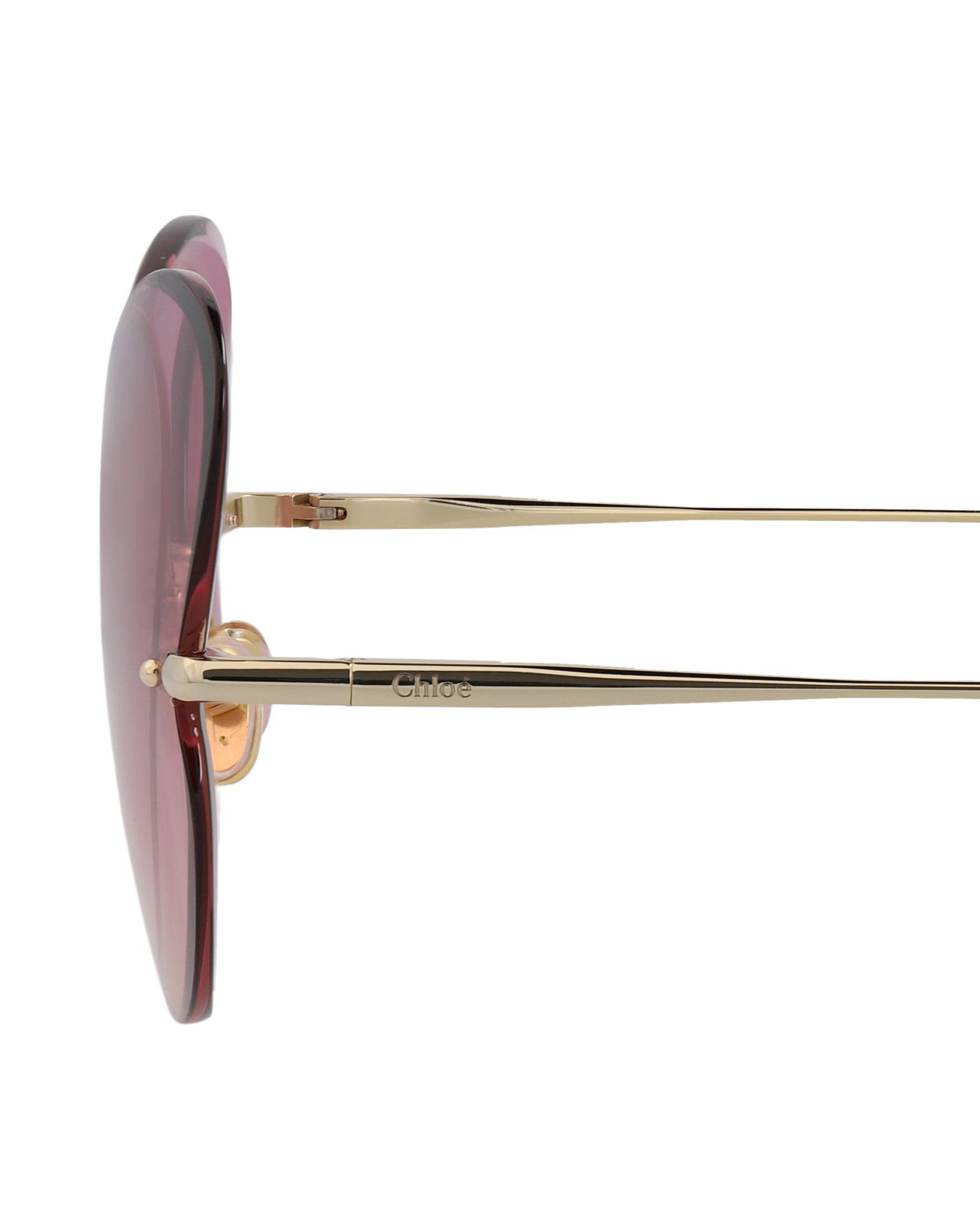 title:Chloe Cat Eye-Frame Metal Sunglasses, Style #  CH0064S-30011506004;color:Gold Gold Violet