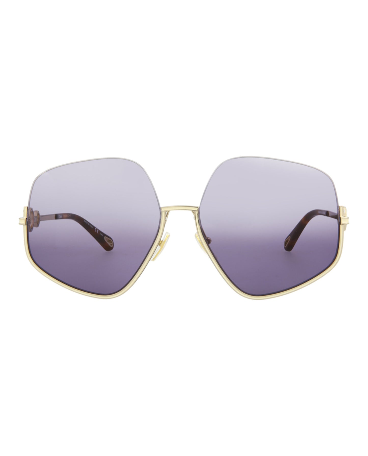 title:Chloe Square-Frame Metal Sunglasses, style # CH0068S-30011434004;color:Gold Gold Violet