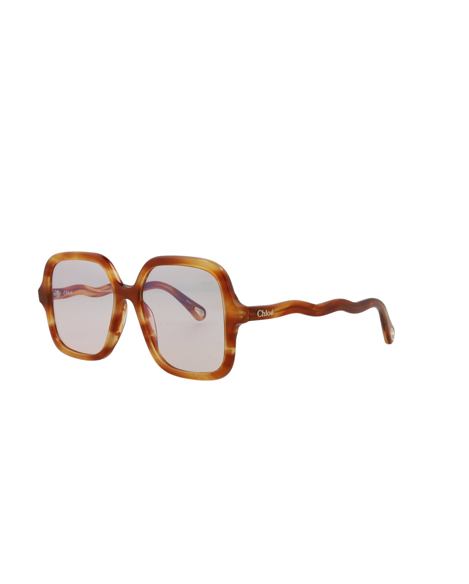 title:Chloe Square-Frame Bio Acetate Sunglasses, Style #  CH0091S-30013115001;color:Havana Havana Transparent