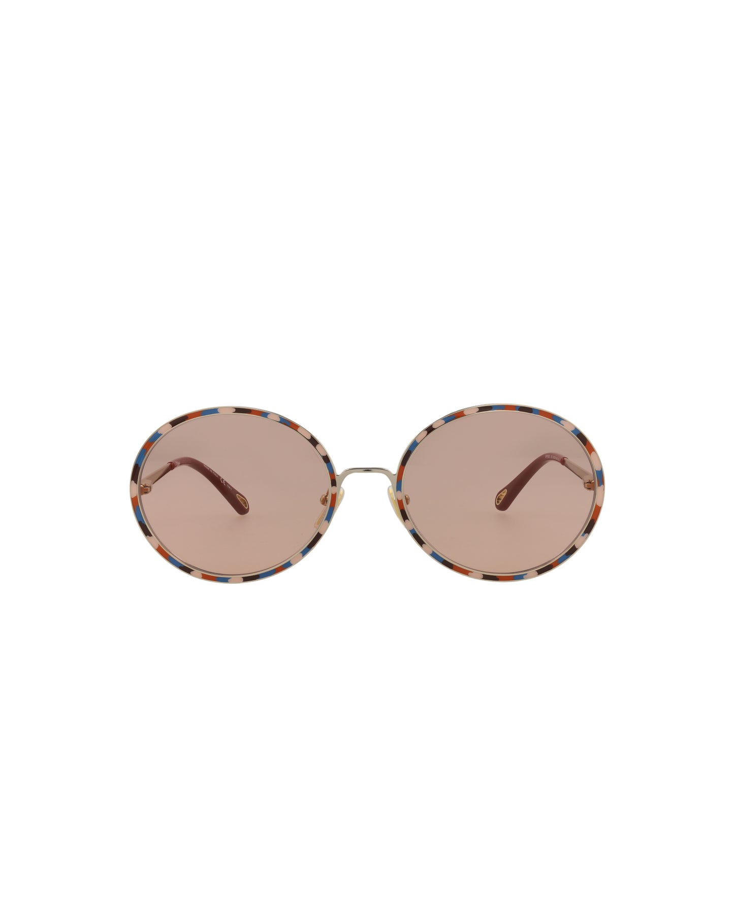 title:Chloe Round-Frame Metal Sunglasses, Style #  CH0100S-30012459002;color:Gold Gold Orange