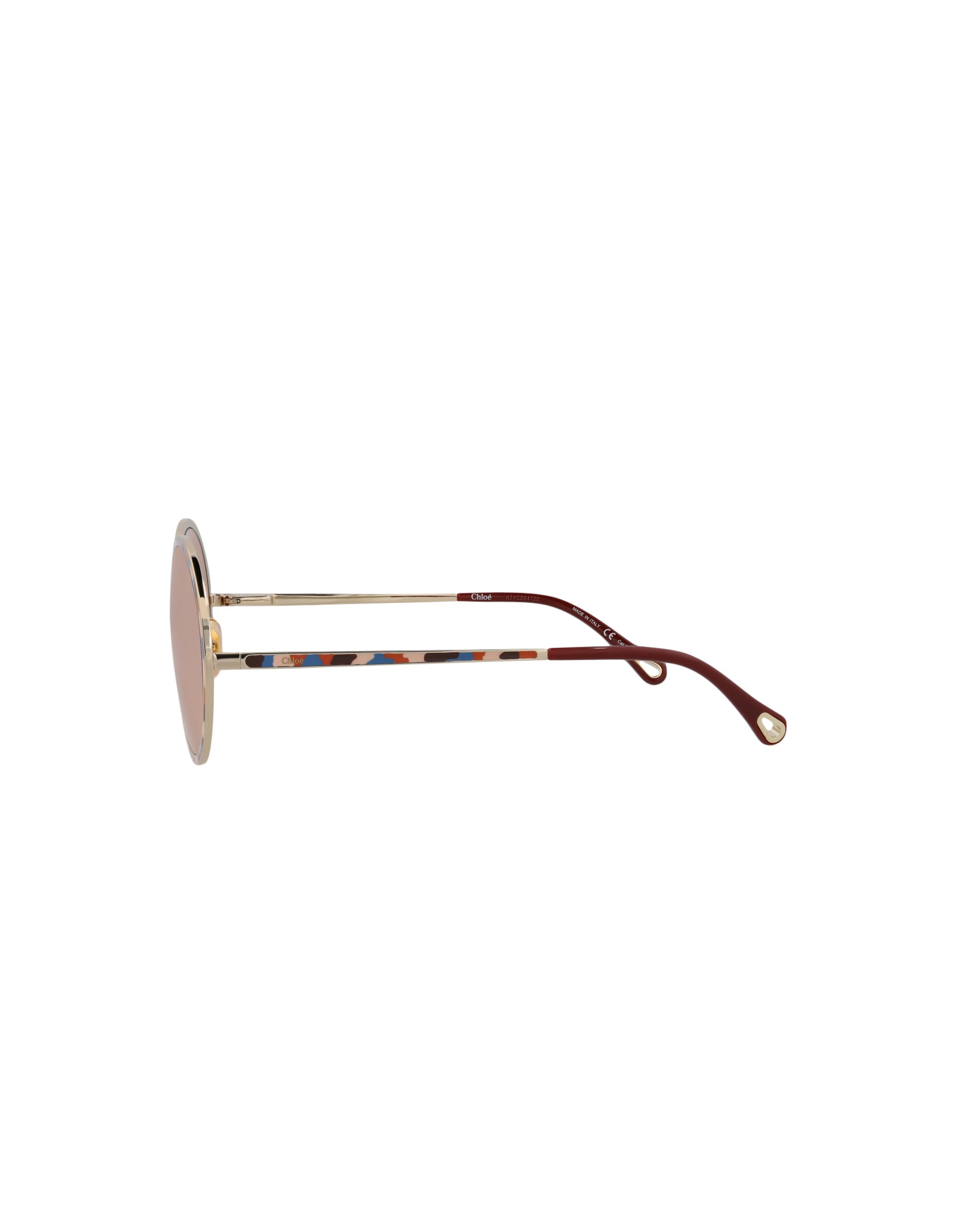 title:Chloe Round-Frame Metal Sunglasses, Style #  CH0100S-30012459002;color:Gold Gold Orange