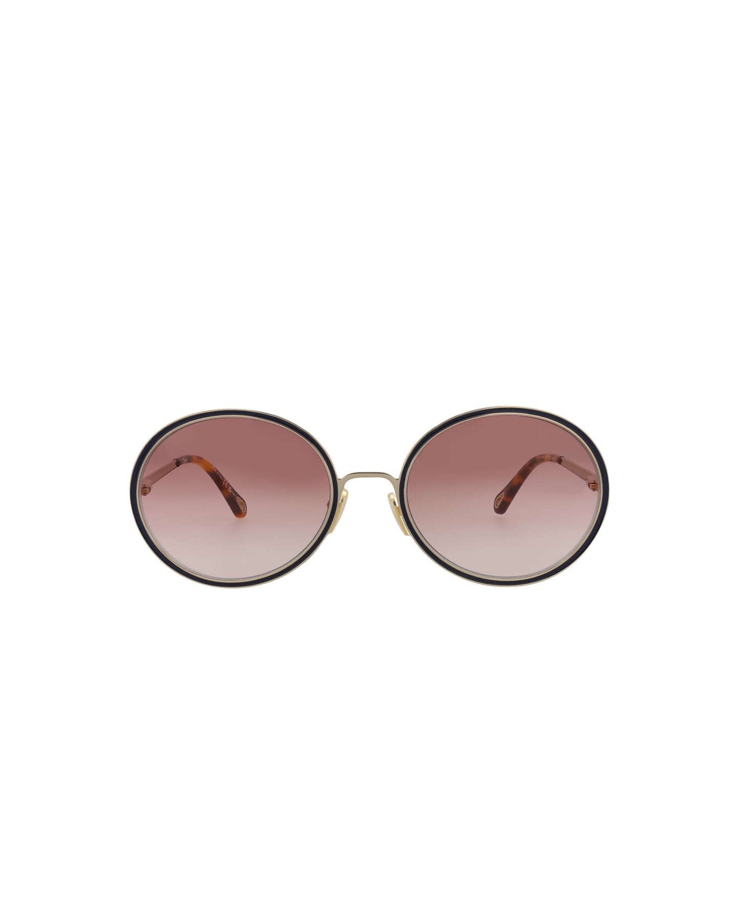 title:Chloe Round-Frame Metal Sunglasses, Style #  CH0100S-30012459003;color:Gold Gold Orange