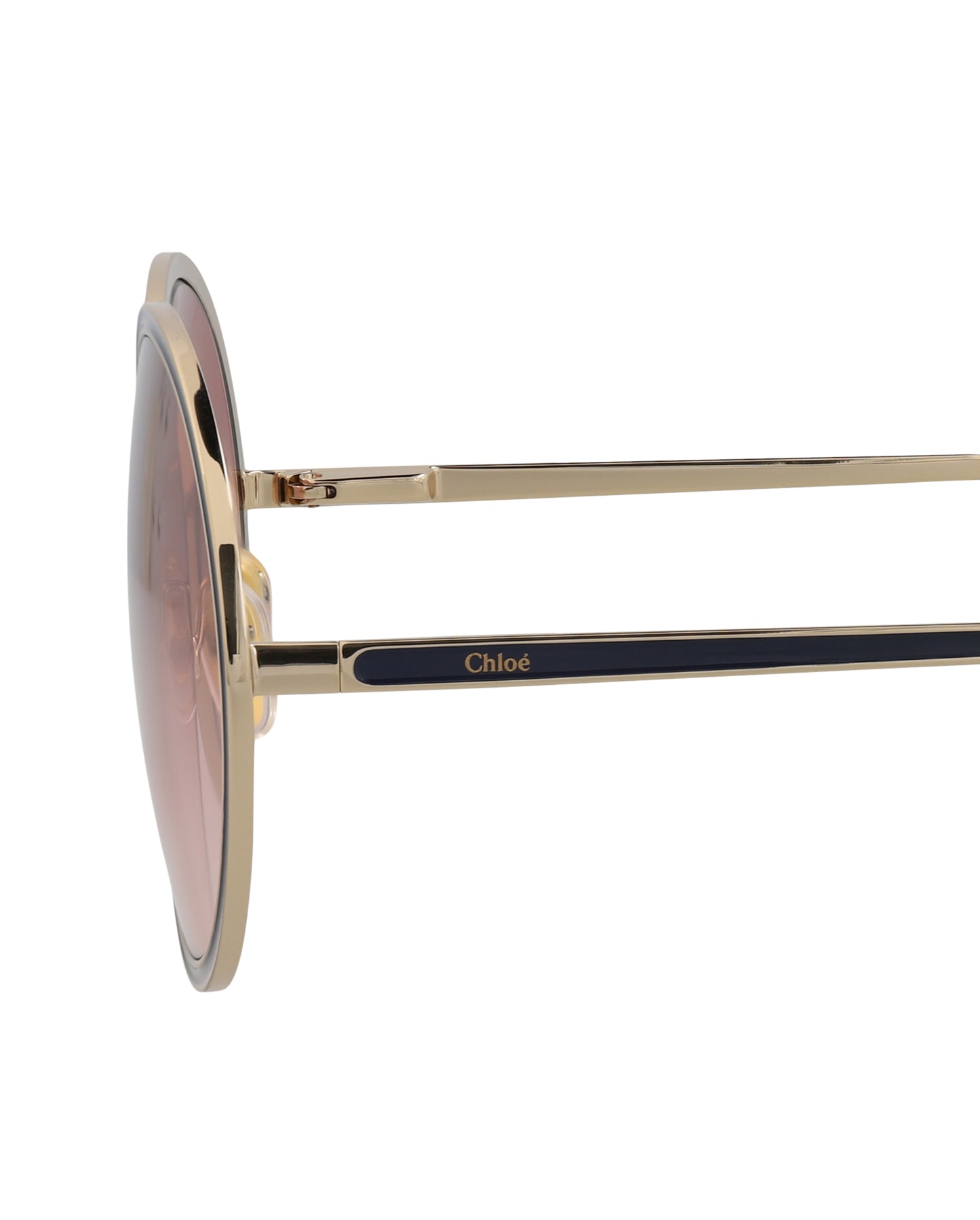 title:Chloe Round-Frame Metal Sunglasses, Style #  CH0100S-30012459003;color:Gold Gold Orange