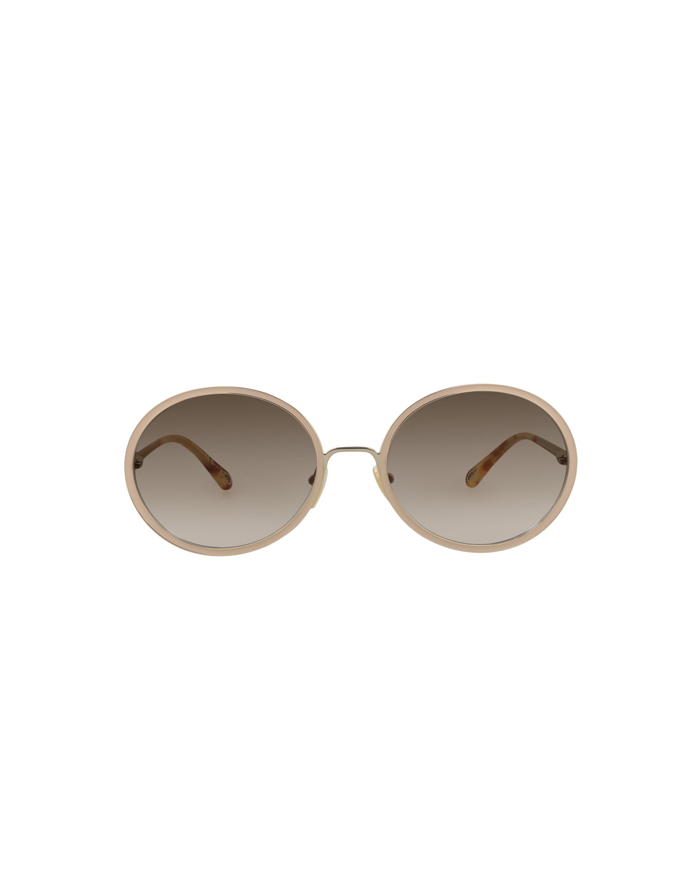 title:Chloe Round-Frame Metal Sunglasses, Style #  CH0100S-30012459004;color:Gold Gold Brown