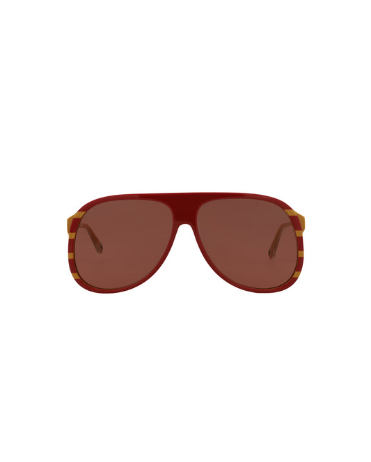 title:Chloe Aviator-Frame Bio Acetate Sunglasses, Style #  CH0128S-30013588003;color:Red Yellow Brown