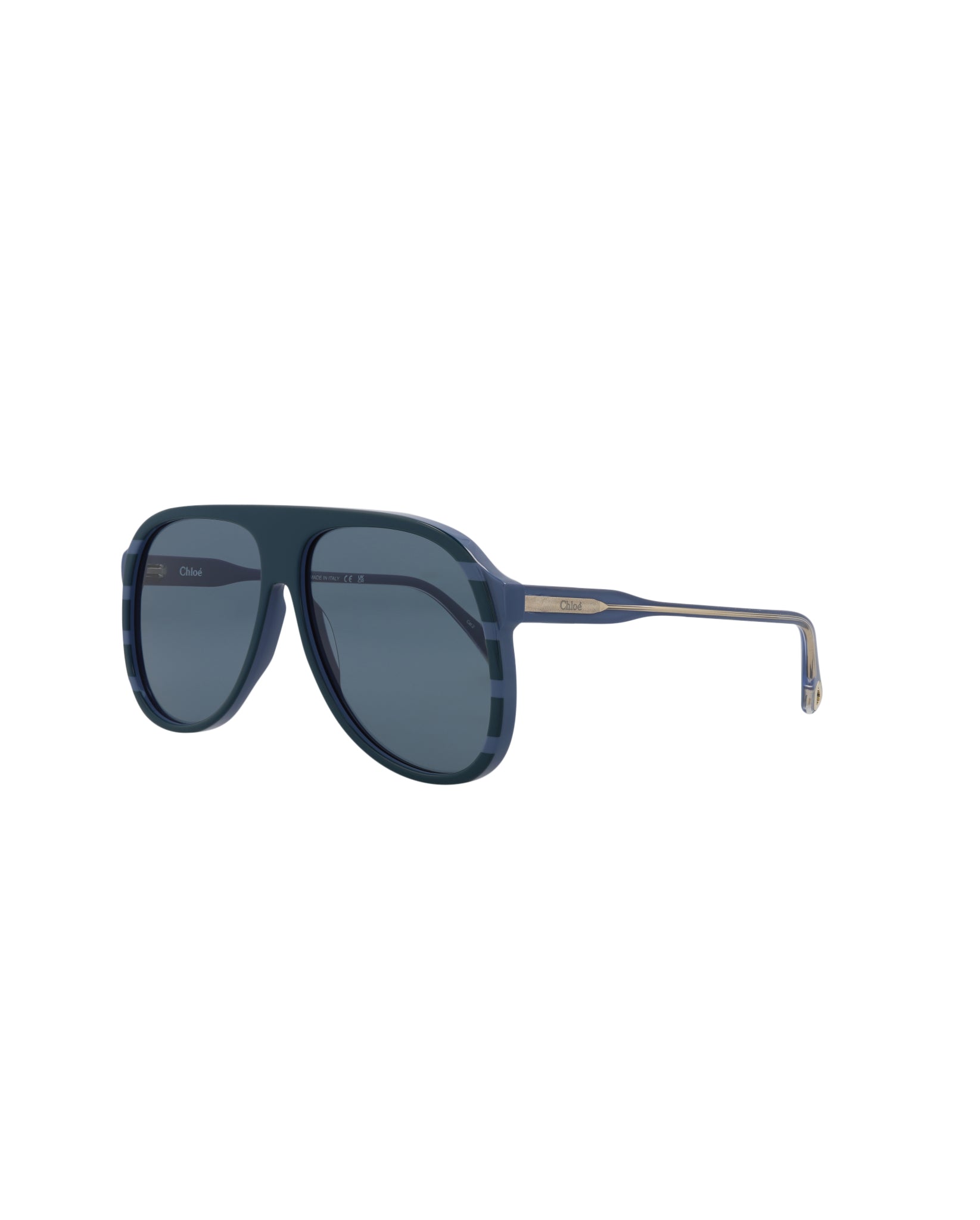 title:Chloe Aviator-Frame Bio Acetate Sunglasses, Style #  CH0128S-30013588004;color:Blue Light Blue