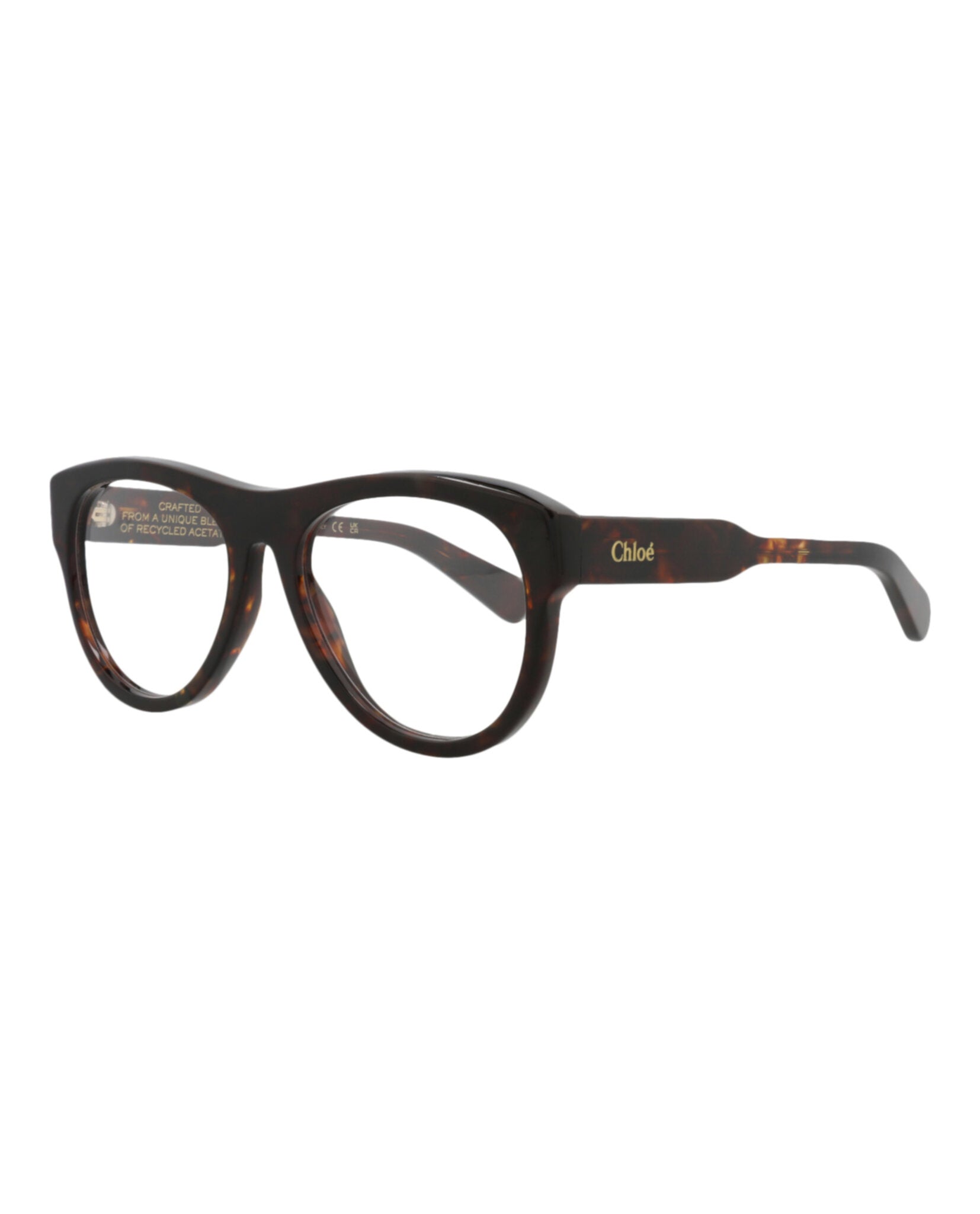 title:Chloe Round-Frame Recycled Acetate Optical Frames;color:Havana Havana Transparent