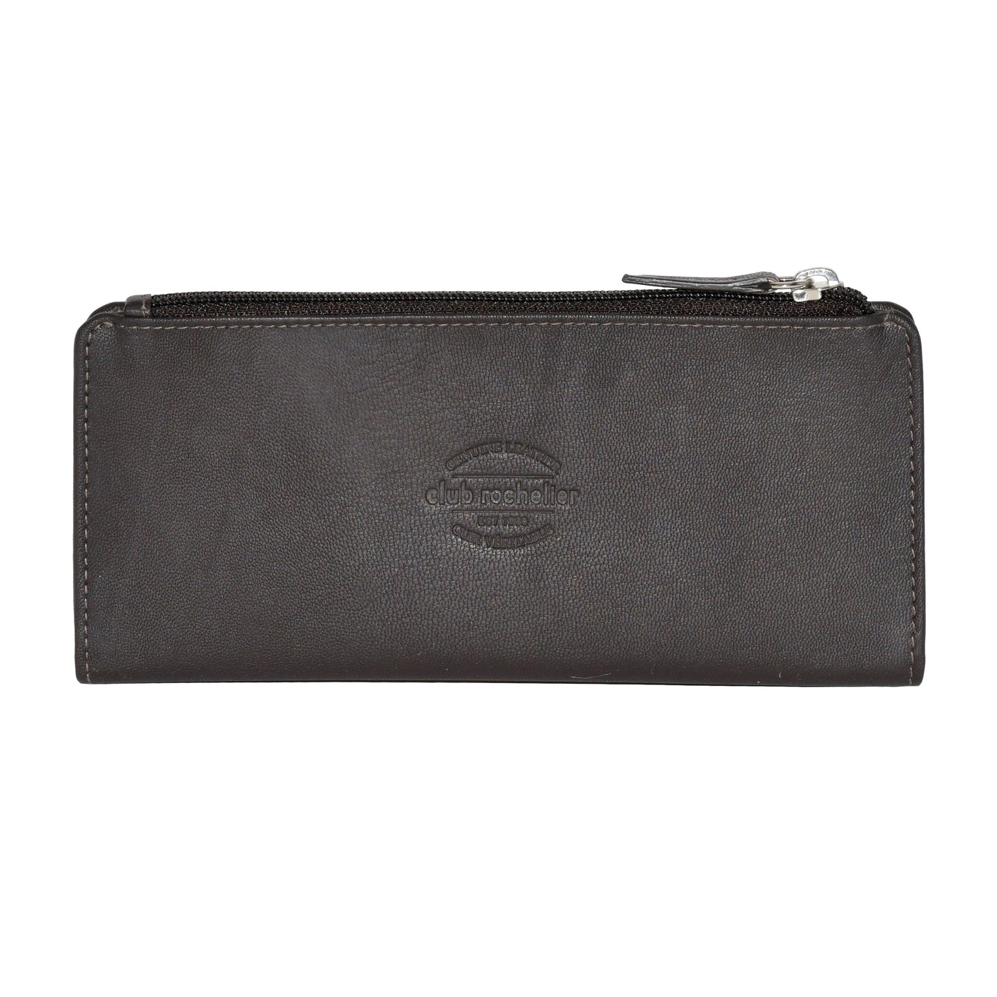 Club Rochelier Ladies' Slim Clutch Wallet With Top Zipper