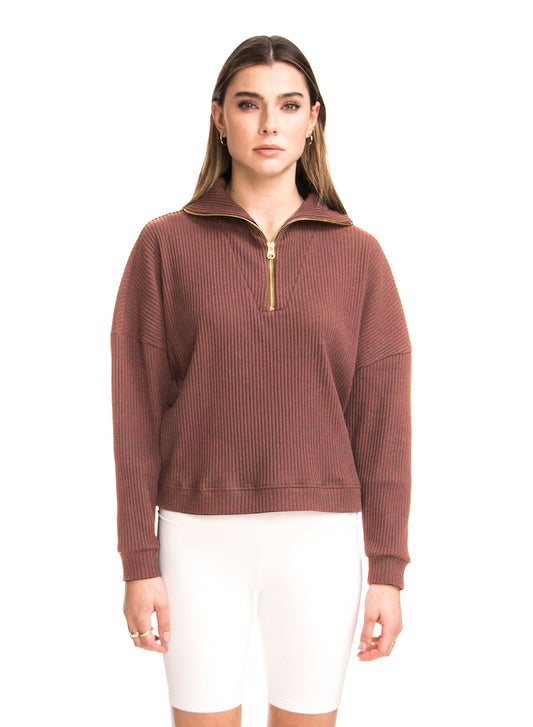 KATERINA - Mock Neck Half-Zip Sweatshirt