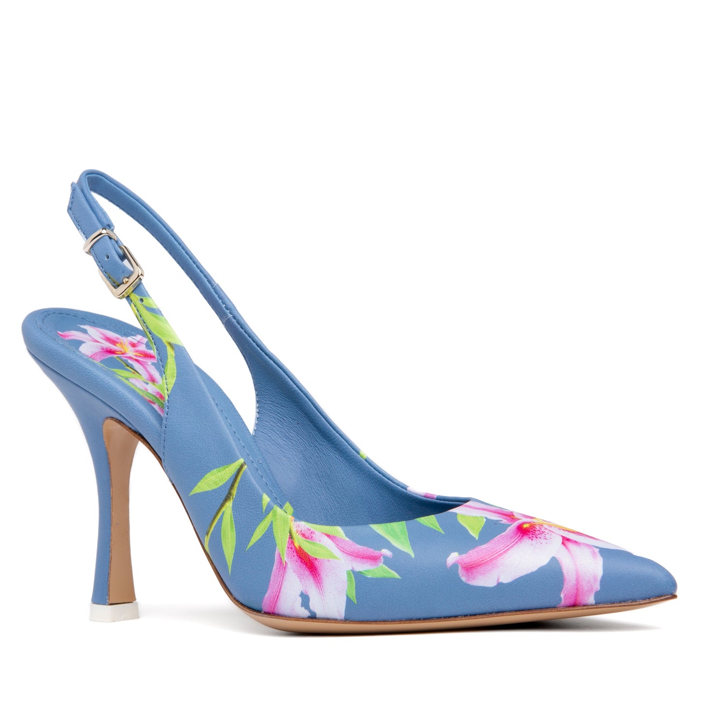 Conica Blue Printed Leather Slingback