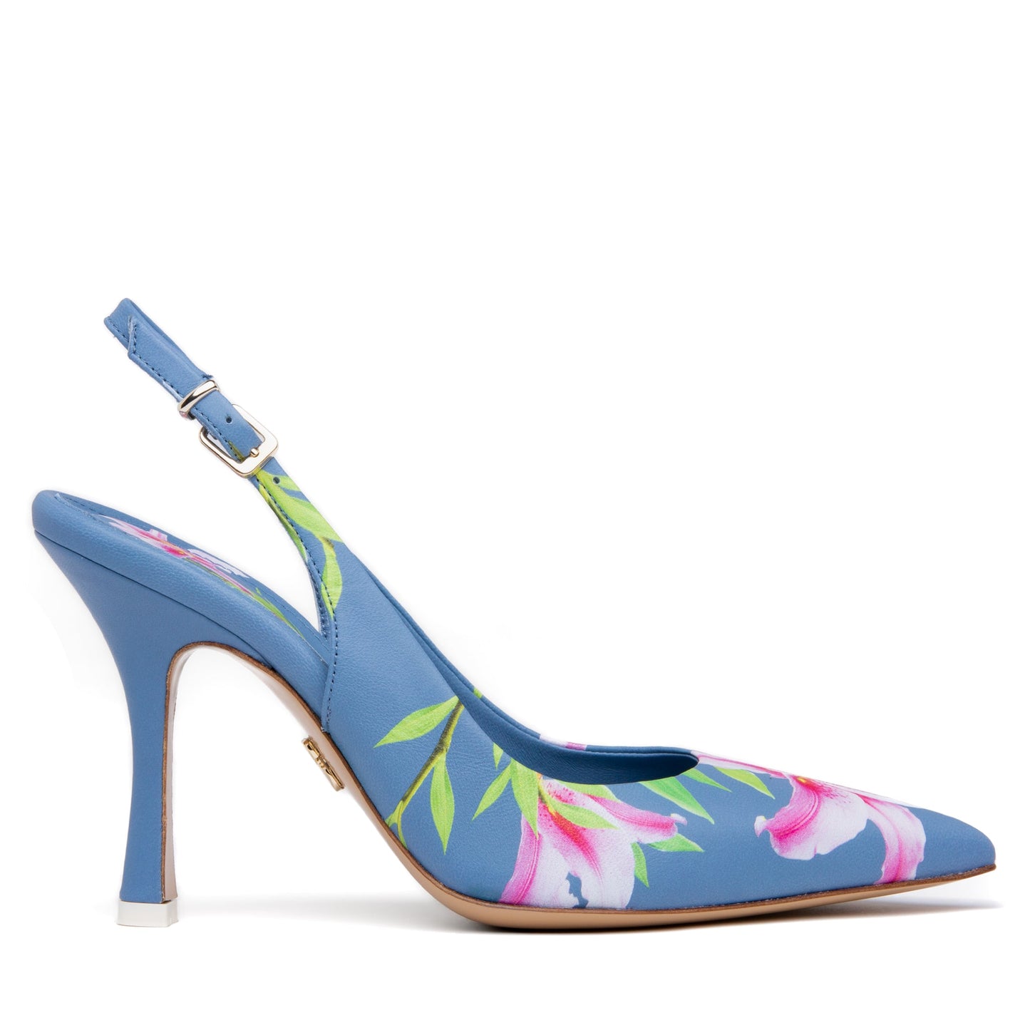 Conica Yellow Printed Leather Slingback - Ruumur