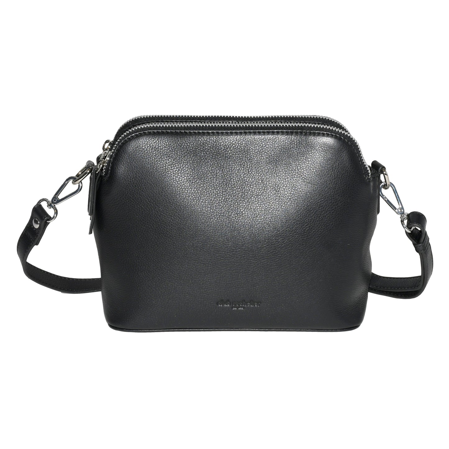 Club Rochelier Leather Double Zipper Crossbody Bag