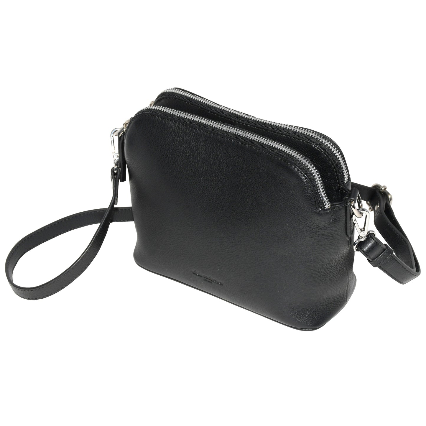 Club Rochelier Leather Double Zipper Crossbody Bag