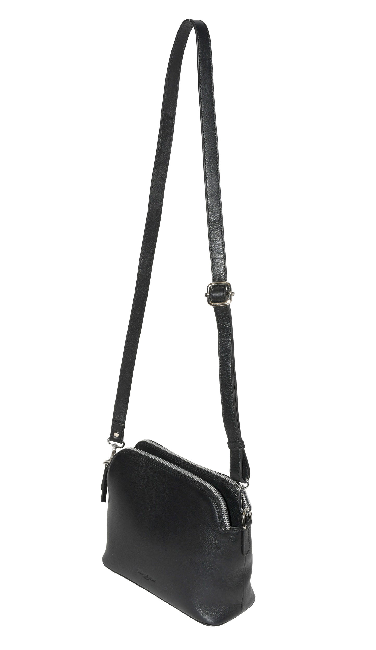 Club Rochelier Leather Double Zipper Crossbody Bag