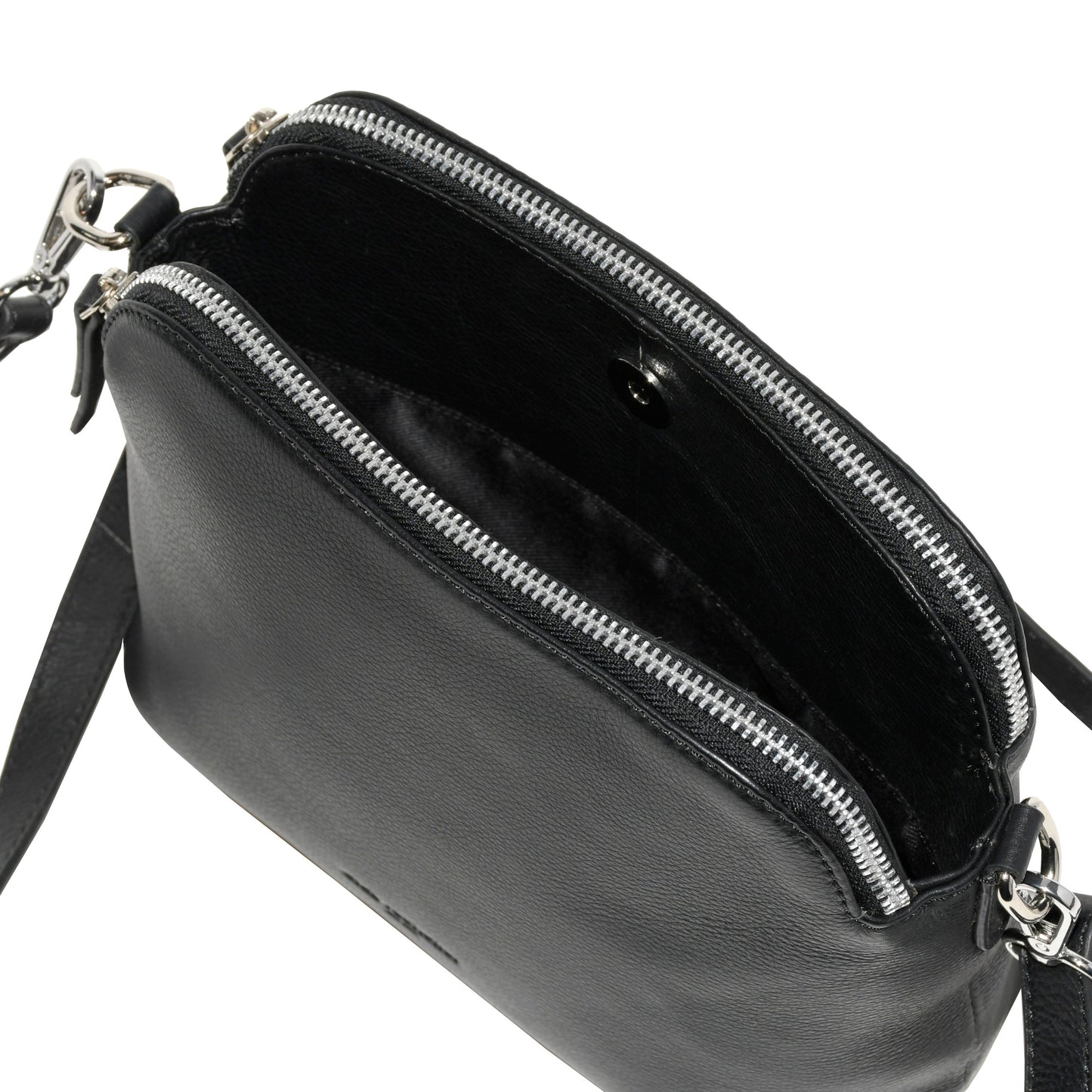 Club Rochelier Leather Double Zipper Crossbody Bag