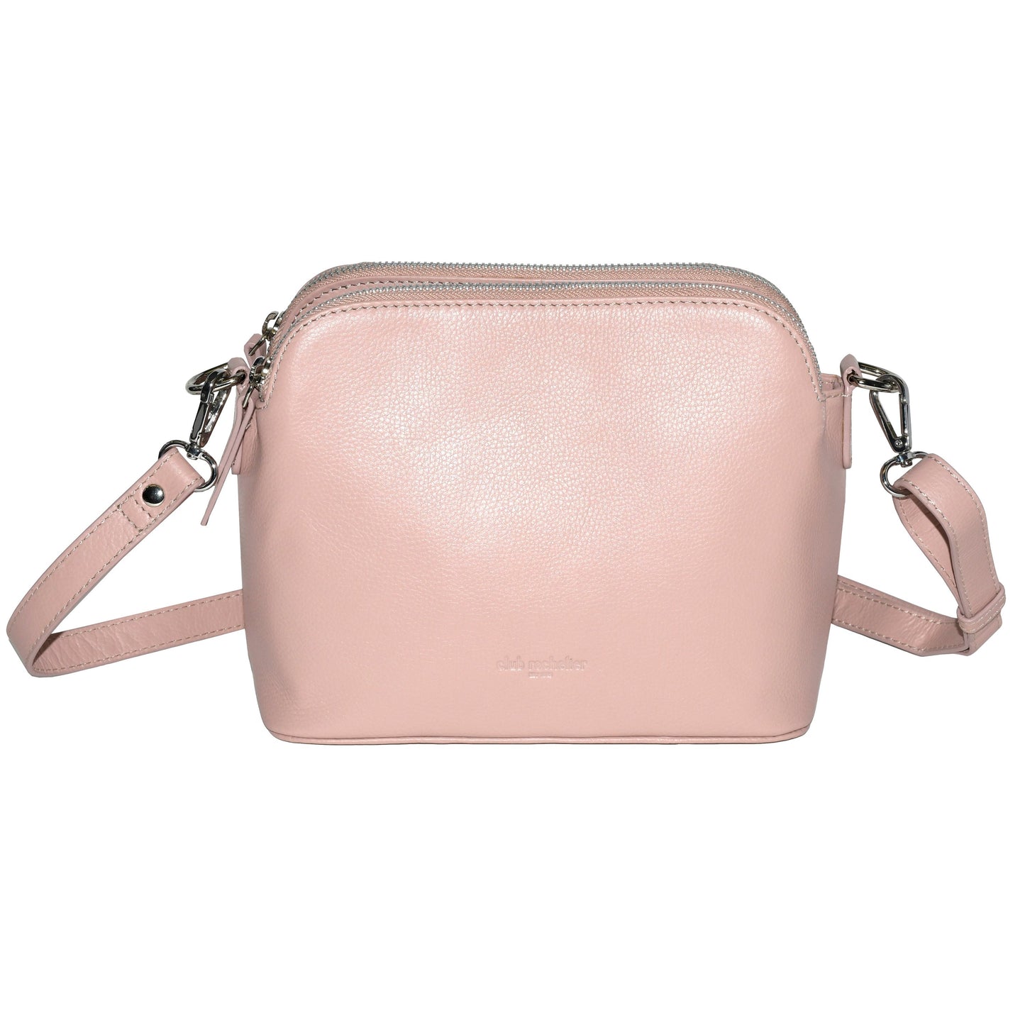 Club Rochelier Leather Double Zipper Crossbody Bag