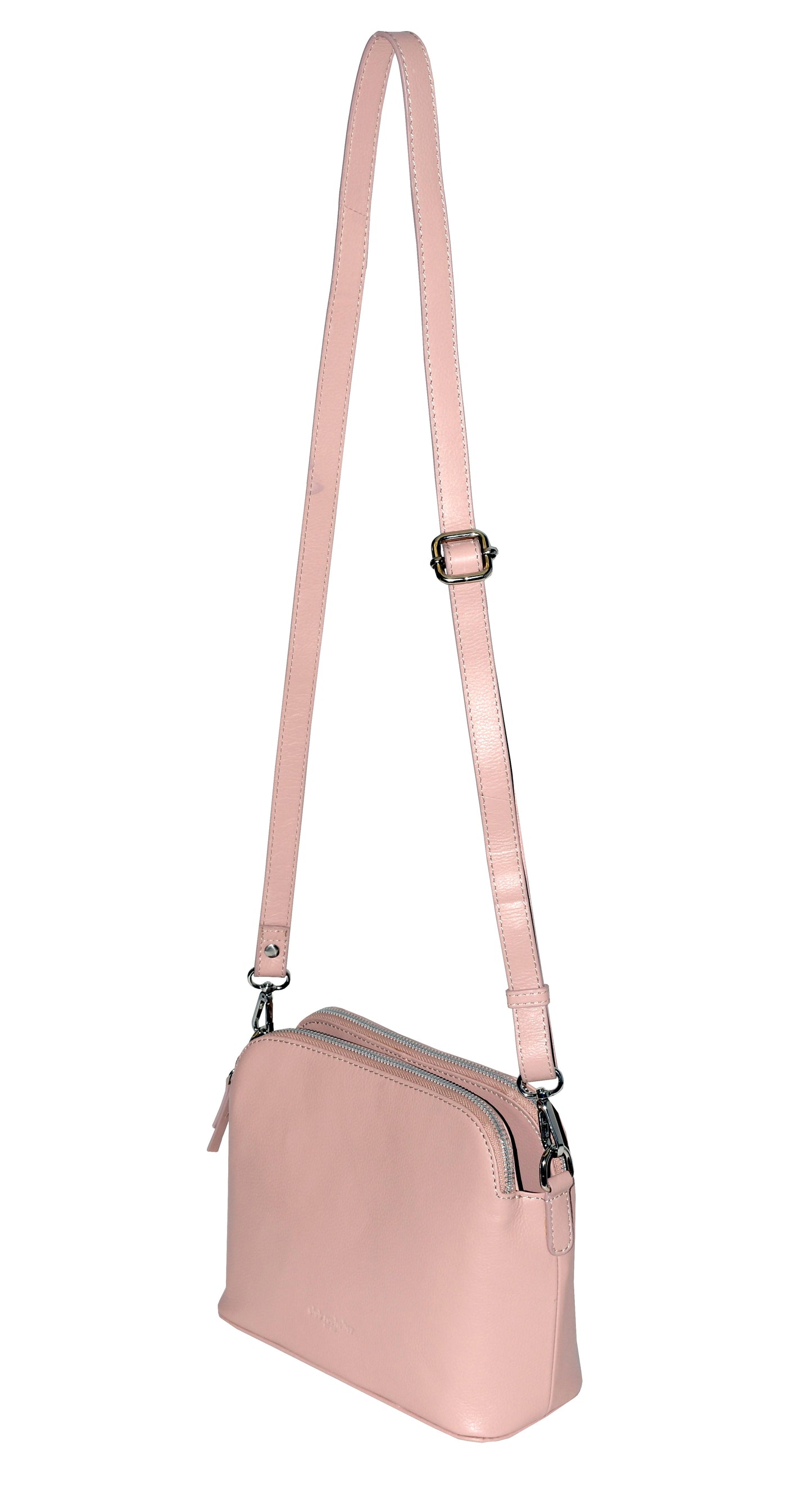 Club Rochelier Leather Double Zipper Crossbody Bag