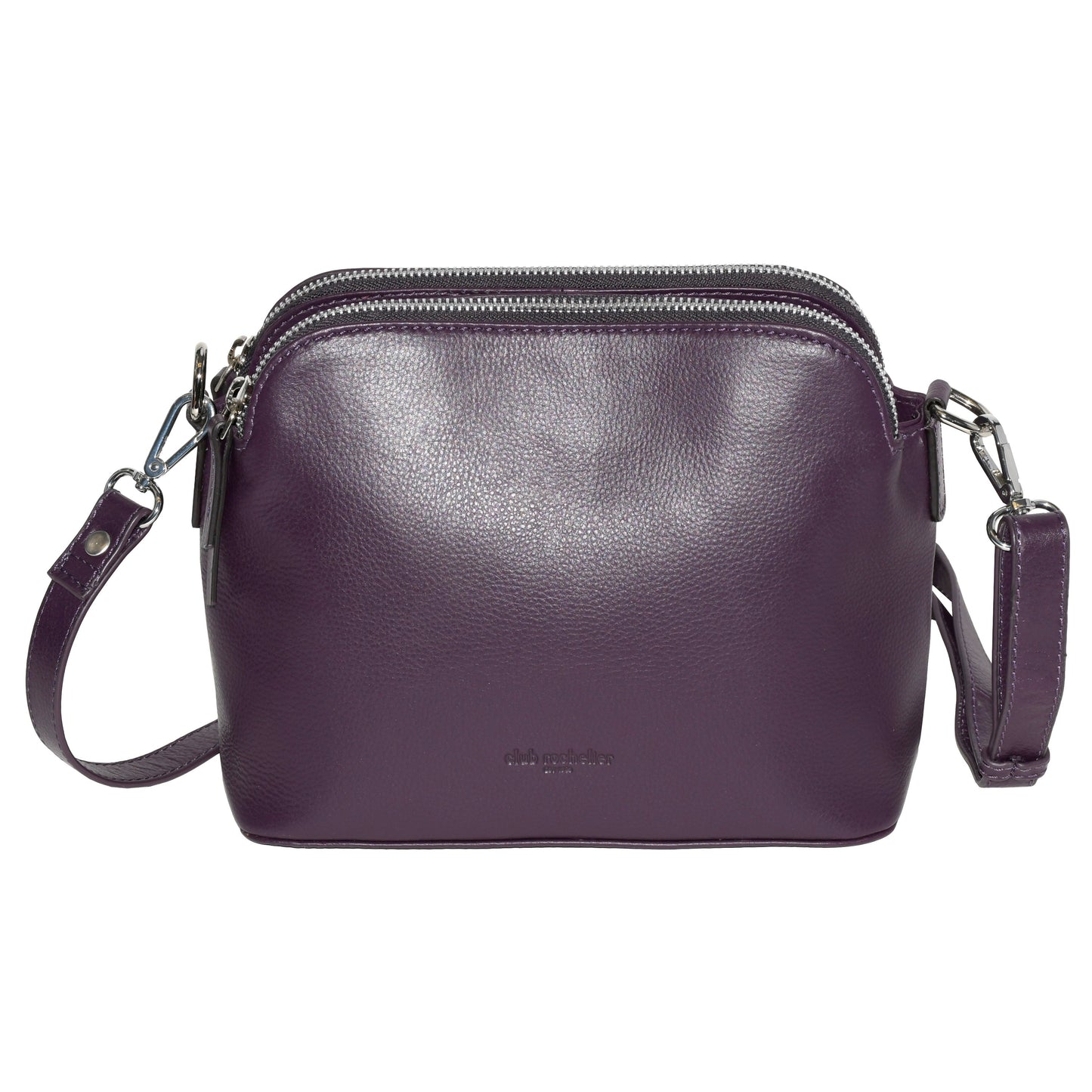 Club Rochelier Leather Double Zipper Crossbody Bag