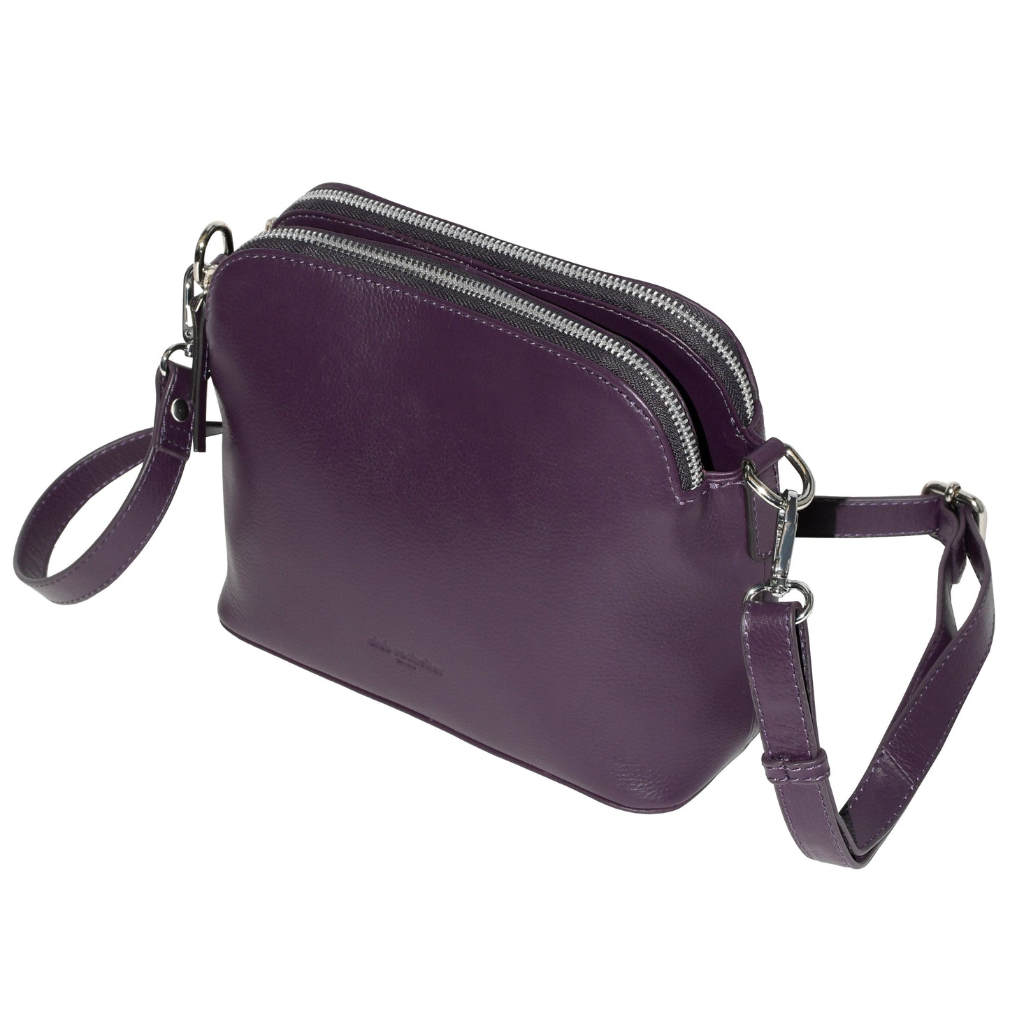 Club Rochelier Leather Double Zipper Crossbody Bag