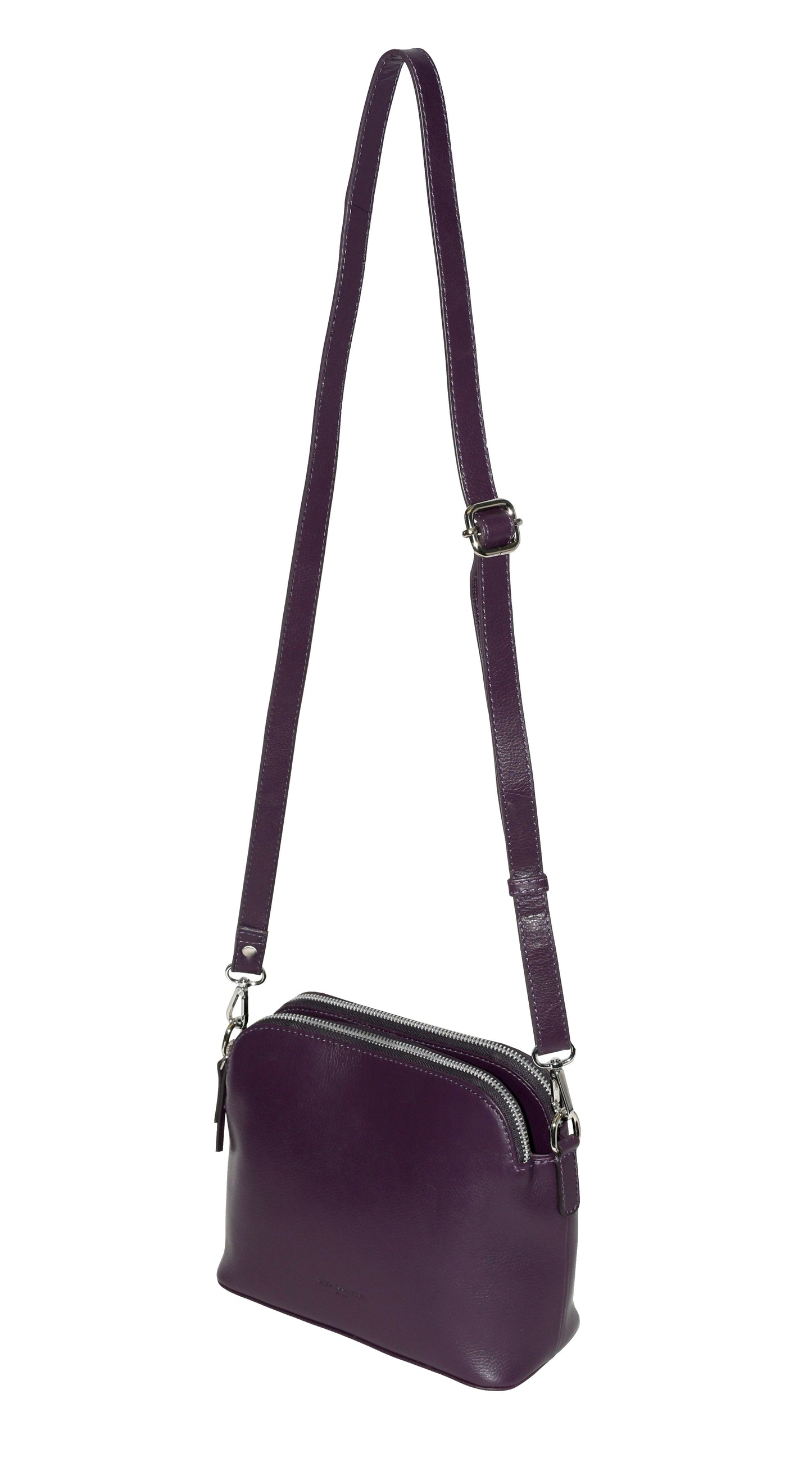 Club Rochelier Leather Double Zipper Crossbody Bag