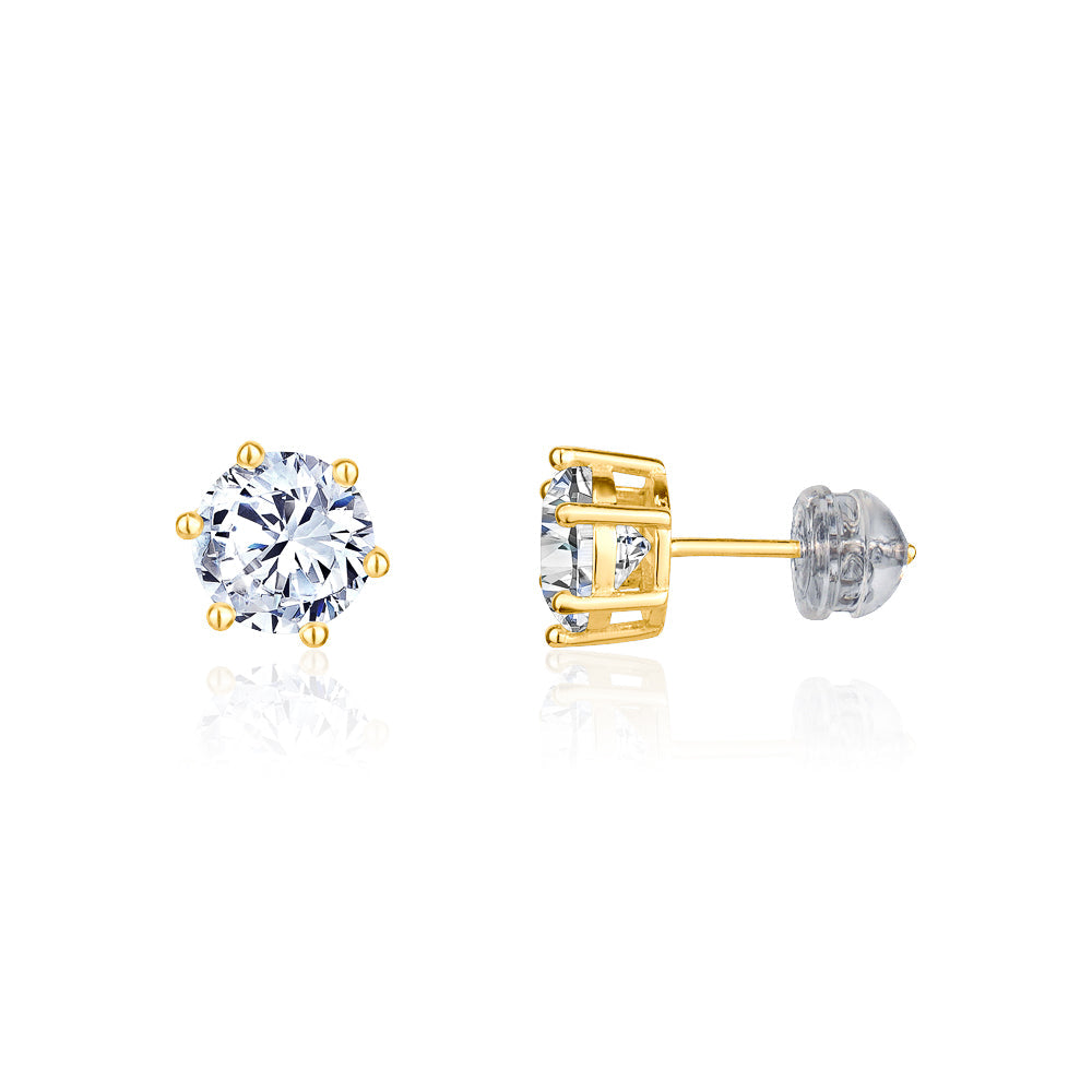 Club Rochelier 5A Cubic Zirconia 7 mm Geometric Stud Earrings