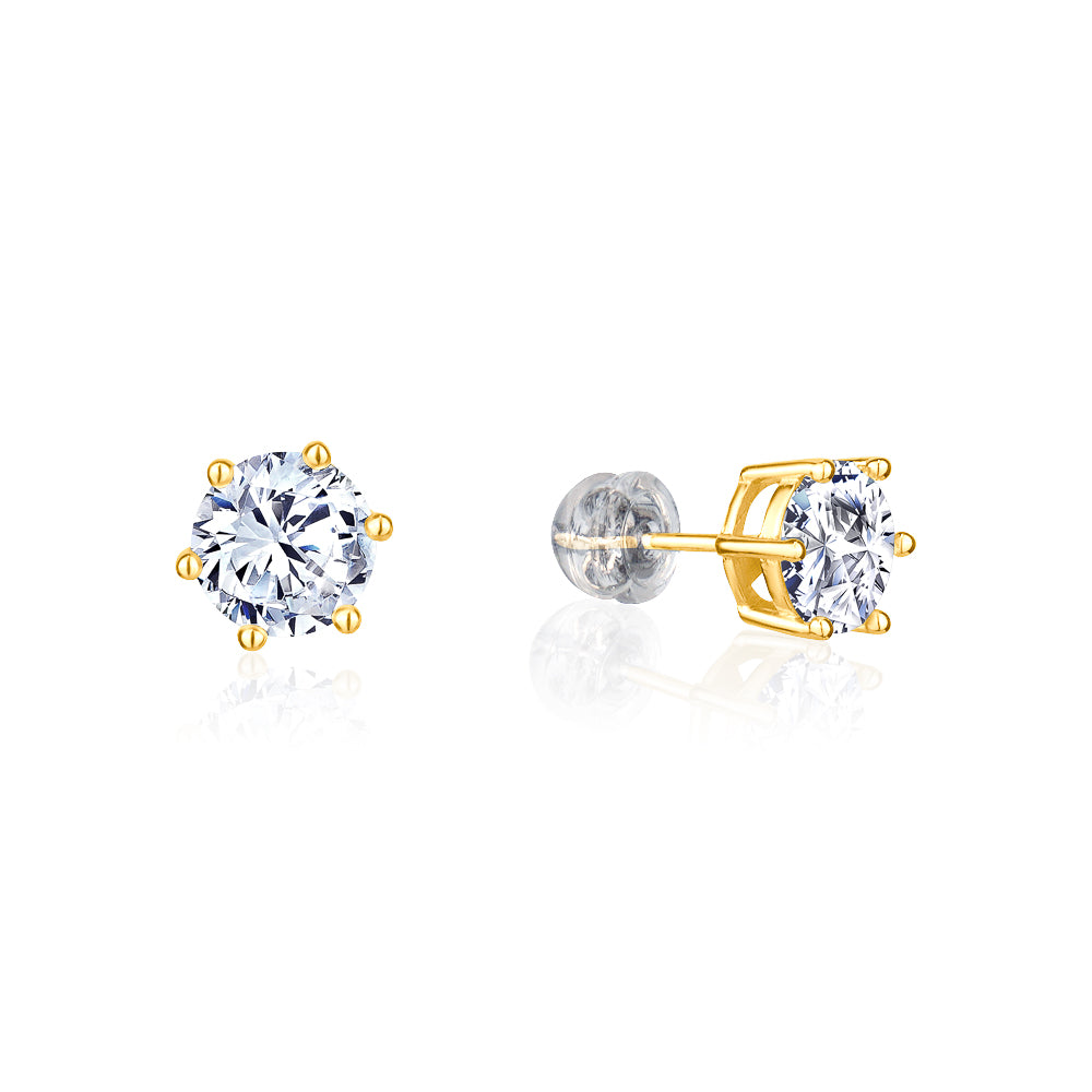 Club Rochelier 5A Cubic Zirconia 7 mm Geometric Stud Earrings