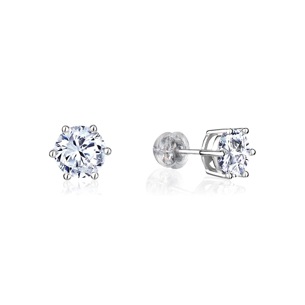 Club Rochelier 5A Cubic Zirconia 7 mm Geometric Stud Earrings