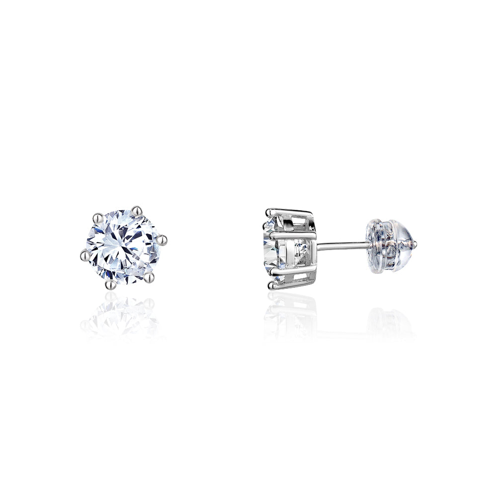 Club Rochelier 5A Cubic Zirconia 7 mm Geometric Stud Earrings