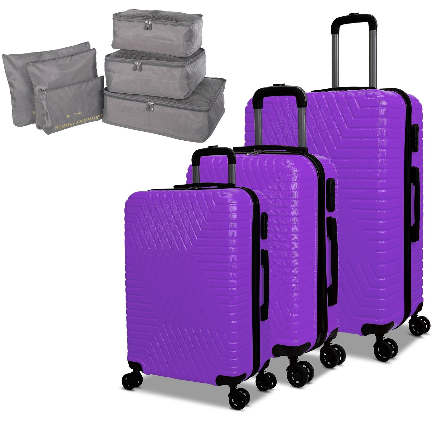 Nicci NICCI 3 Piece Luggage Set Lattitude Collection w/ Luggage Organizer