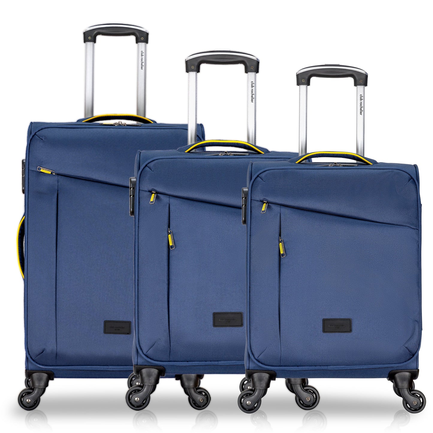 Club Rochelier 3 Piece Set Soft Side Luggage with Contrast Handles - Ruumur