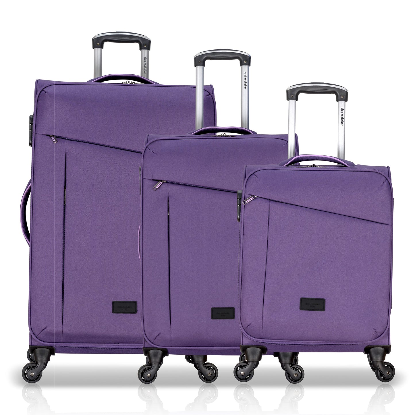 Club Rochelier 3 Piece Set Soft Side Luggage with Contrast Handles - Ruumur