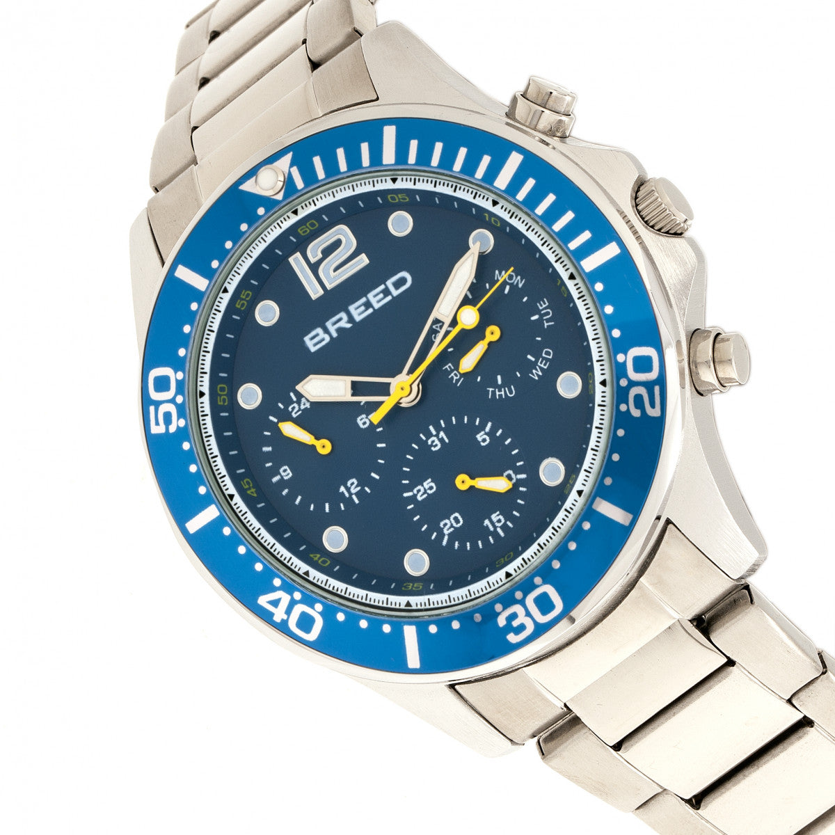 Breed Pegasus Bracelet Watch w/Day/Date  - Blue/Silver - BRD8103