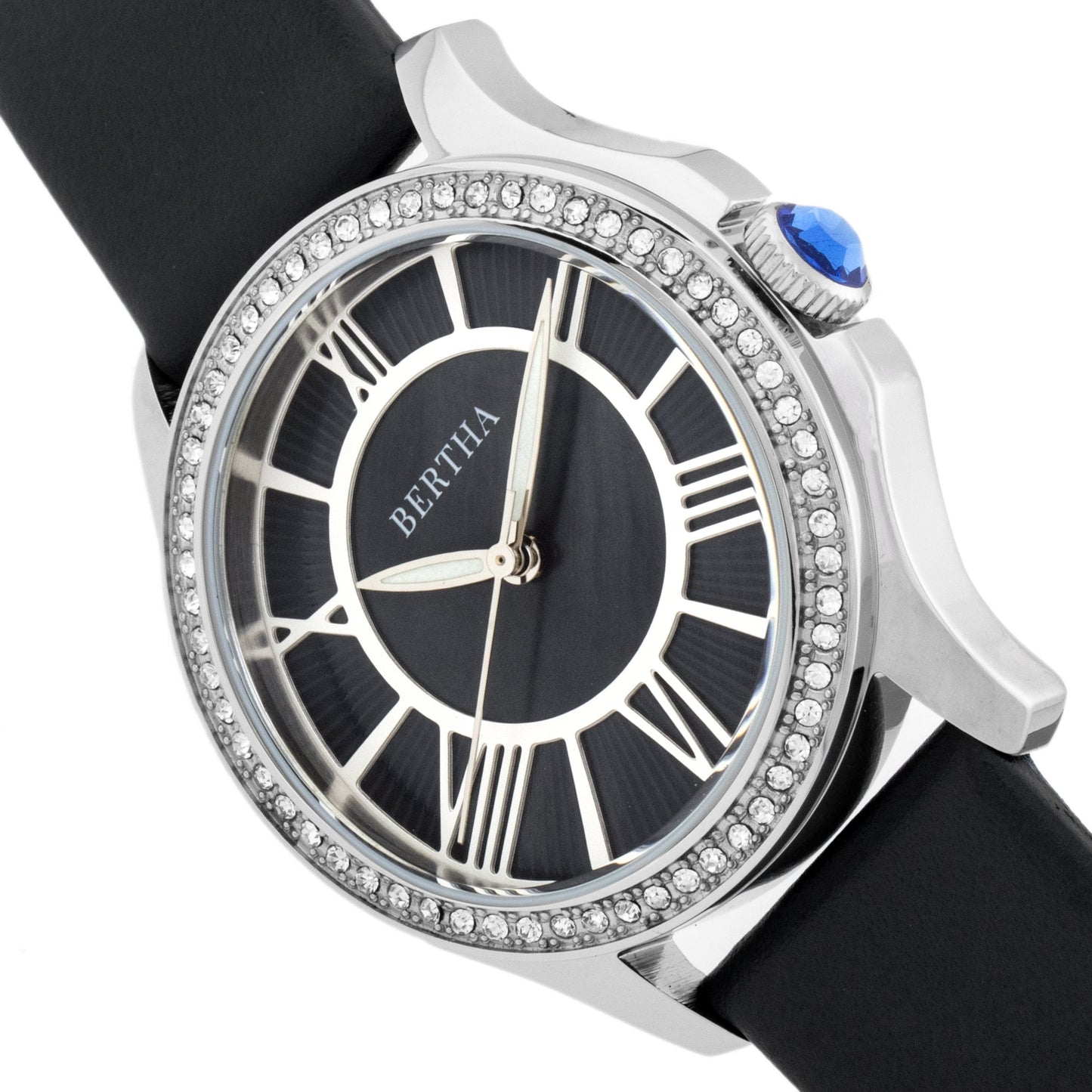 Bertha Donna Mother-Of-Pearl Leather-Band Watch - Black - BTHBR9801