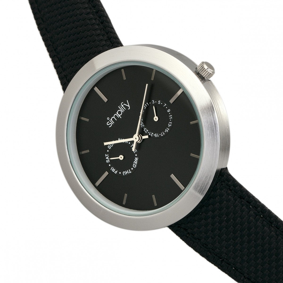 Simplify The 6100 Canvas-Overlaid Strap Watch w/ Day/Date - Black - SIM6101