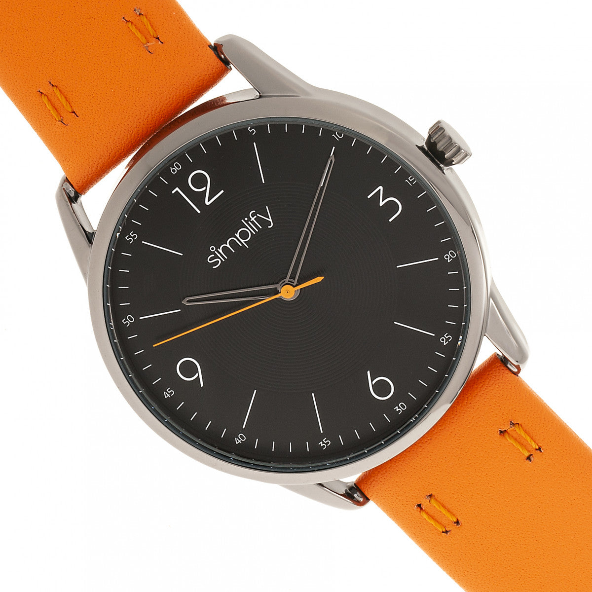 Simplify The 6300 Leather-Band Watch - Orange/Black - SIM6305