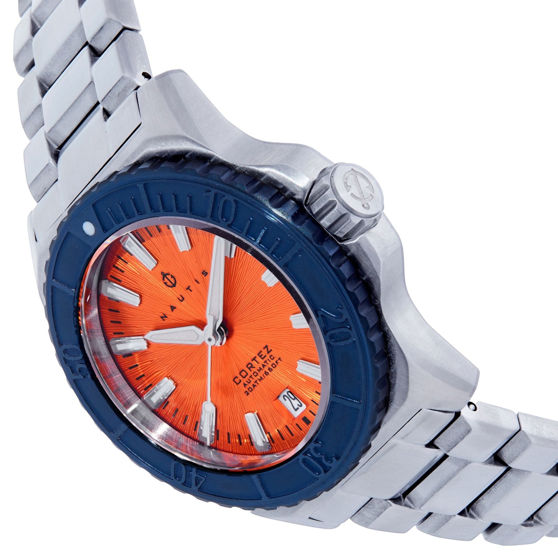 Nautis Cortez Automatic Bracelet Watch w/Date - Orange/Navy - NAUN102-5