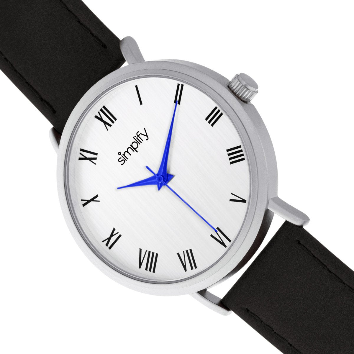 Simplify The 2900 Leather-Band Watch - Silver/Black - SIM2901