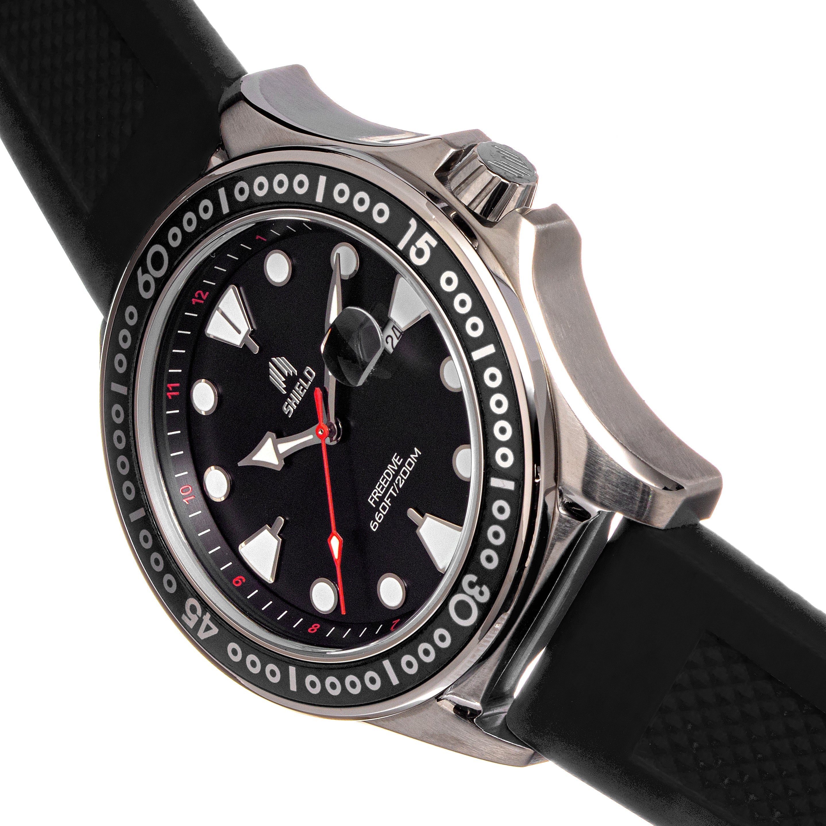 Shield Freedive Strap Watch w/Date - Black/Silver - SLDSH115-1