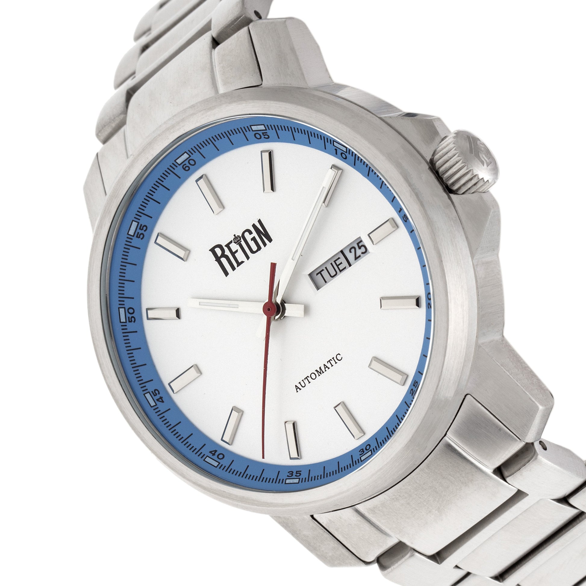 Reign Helios Automatic Bracelet Watch w/Day/Date - Silver/White - REIRN5701