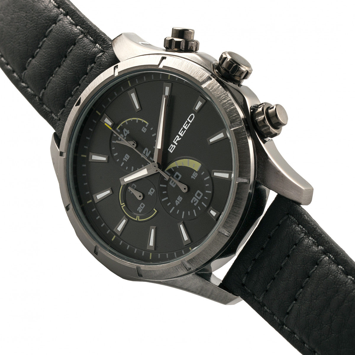 Breed Lacroix Chronograph Leather-Band Watch - Gunmetal/Charcoal - BRD6806