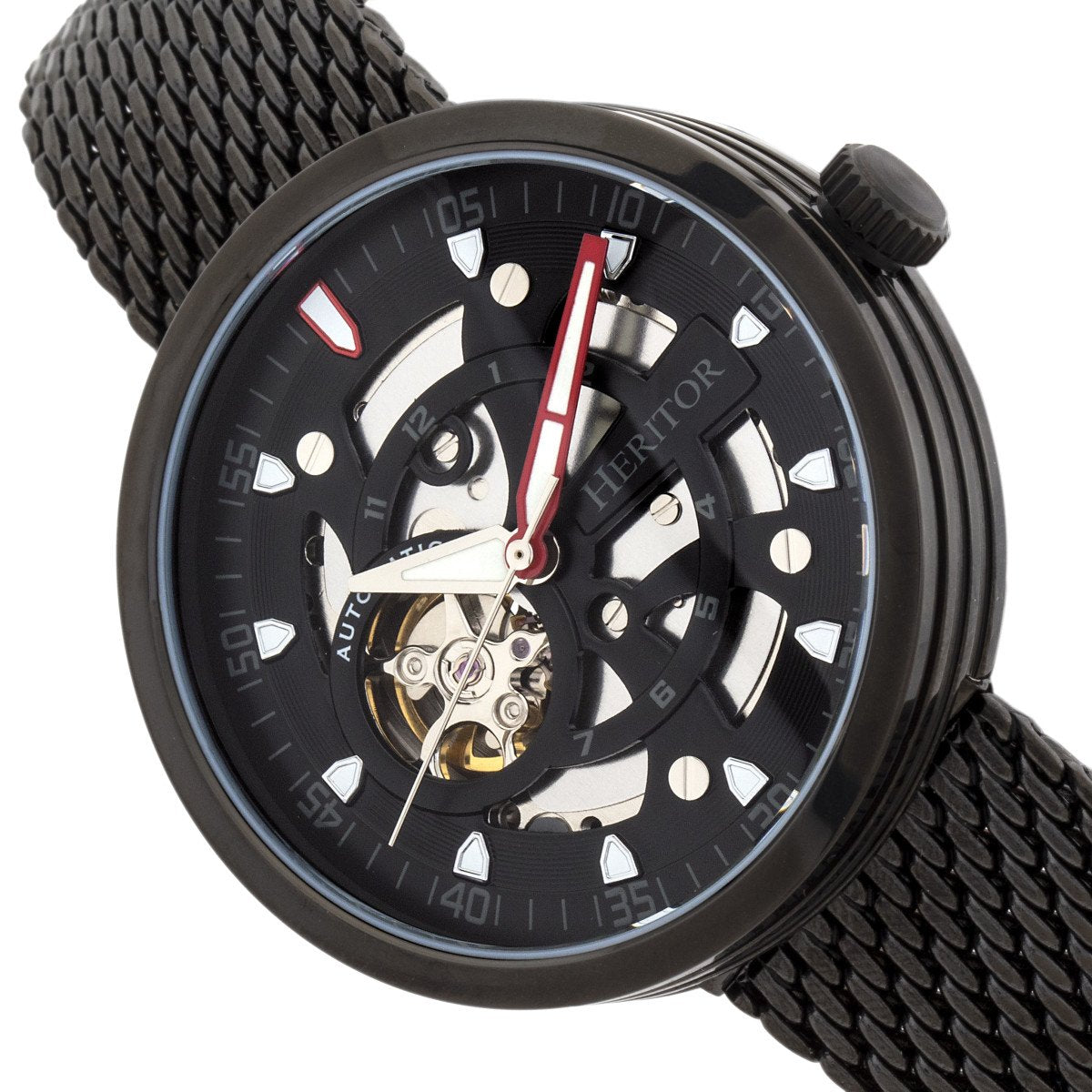 Heritor Automatic Jasper Skeleton Bracelet Watch - Black - HERHR8702